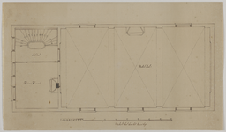 214901 Plattegrond van het oranjehuis met muziekzaal in de Hortus Botanicus aan de Nieuwegracht te Utrecht.